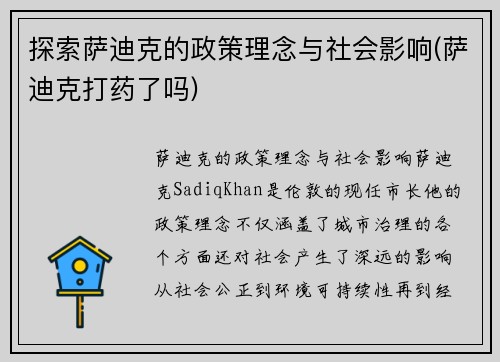 探索萨迪克的政策理念与社会影响(萨迪克打药了吗)